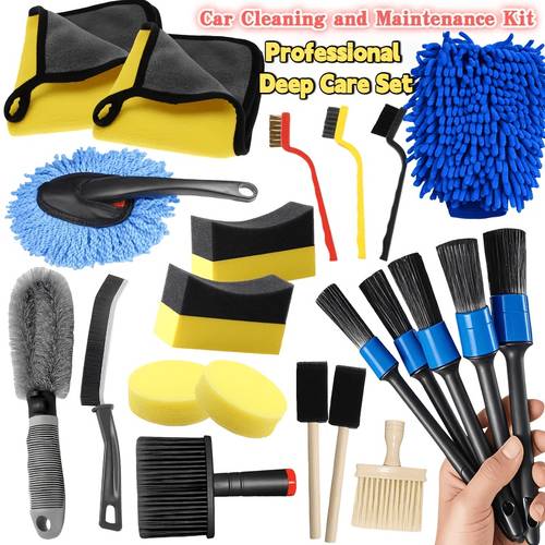 car cleaning tool set interior sponge brush hub brush towel cleaning brush professional deep care set universal cleaning kit for cars and motorcycles no power supply required exterior of the vehicle cleaned thoroughly