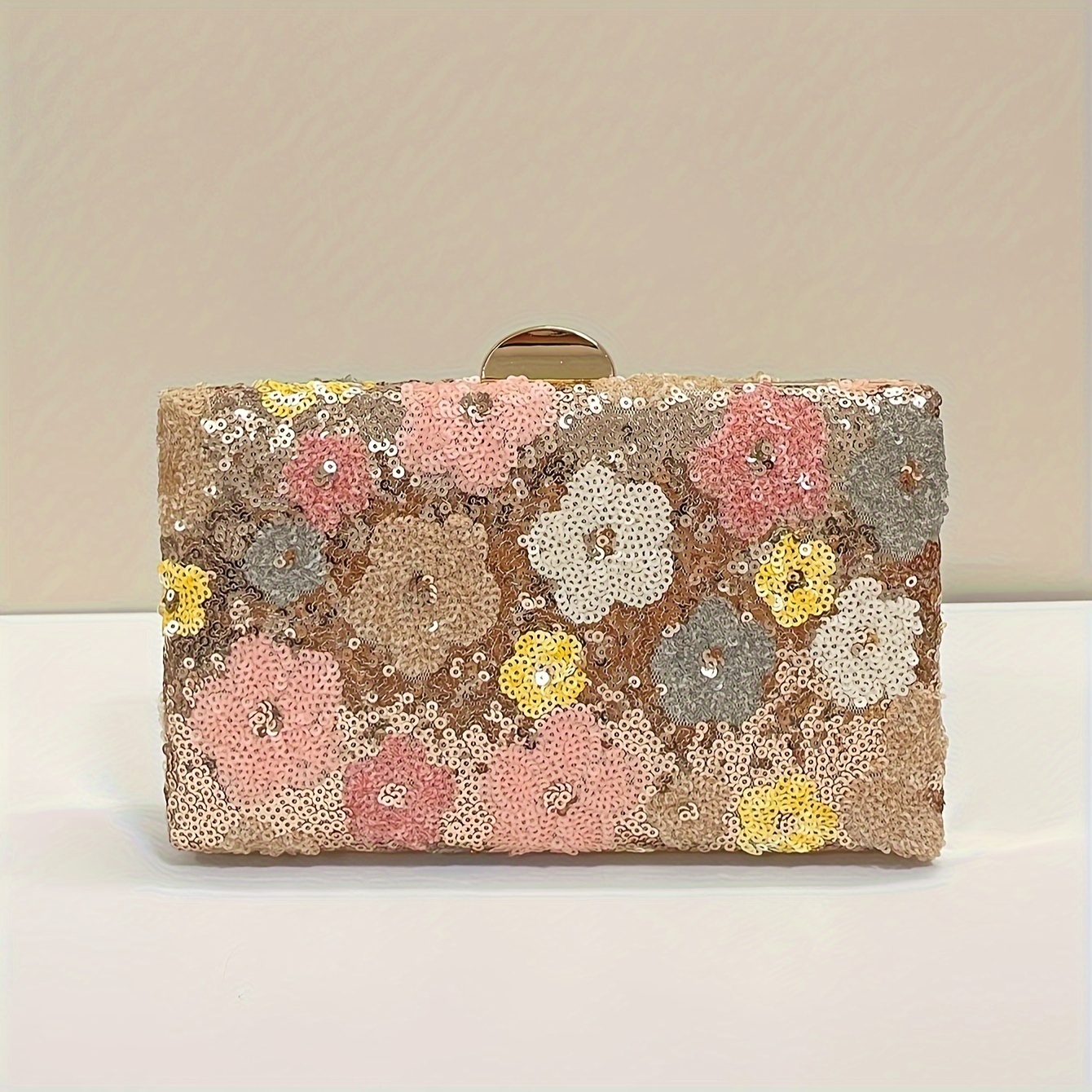 

1pc Élégant Pochette de Soirée à Florales , Sac Boîte en Bandoulière Amovible, Sac à à Chaîne à Étincelantes Fêtes, , - Aléatoire Unique