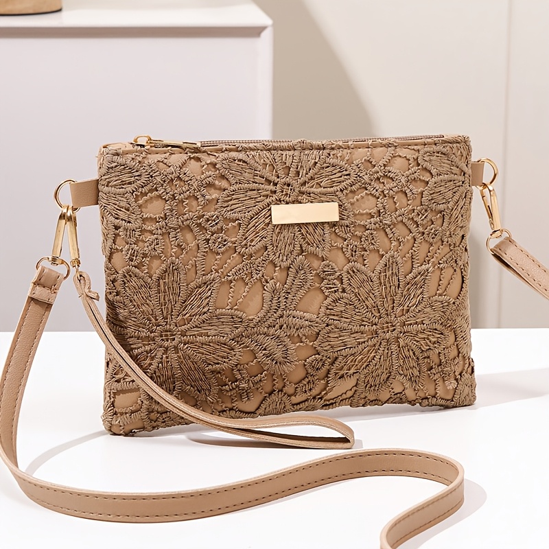 TEMU Flower Casual And Fashionable Shoulder Bag With Hollow Fabric, Versatile And Simple, Suitable For Vacation And Play As A . Suitable For Carrying