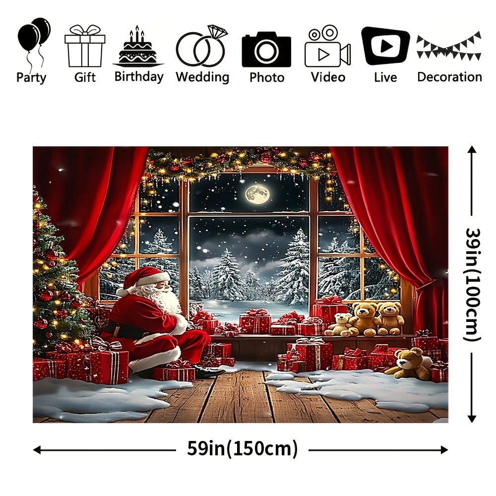 TEMU Snowman Christmas Backdrop - Durable Polyester, Holiday Parties & New Year Celebrations, Outdoor Christmas Decorations, Photography, Eve