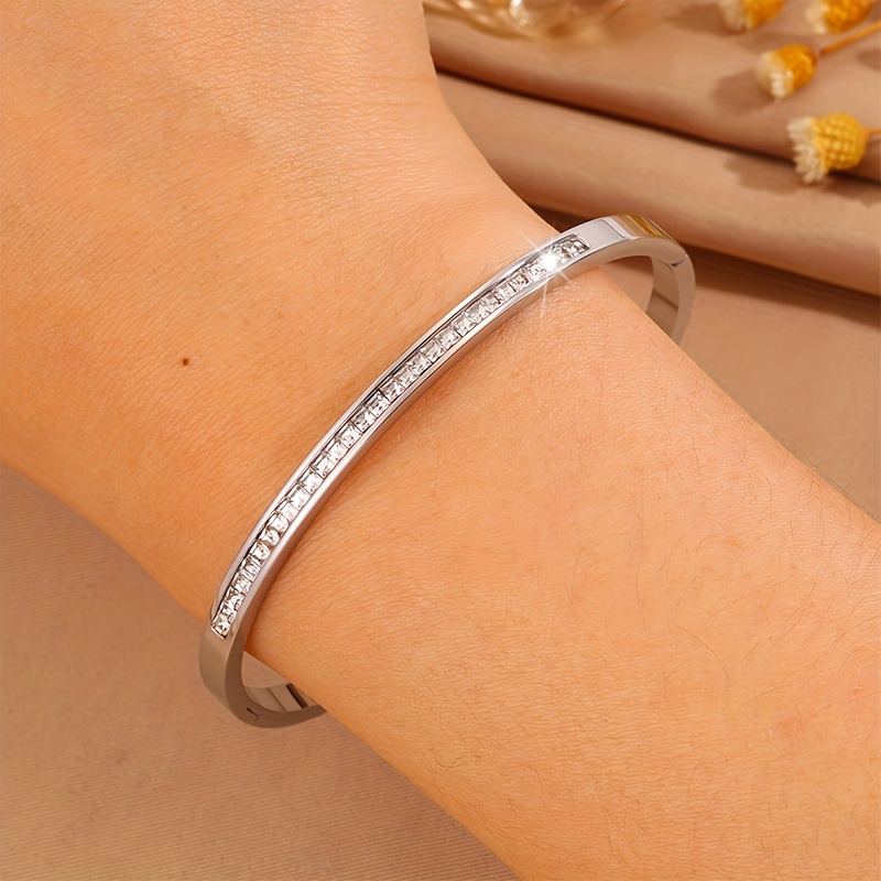 3pcs Fashion Stainless Steel Bangle Set, Stylish