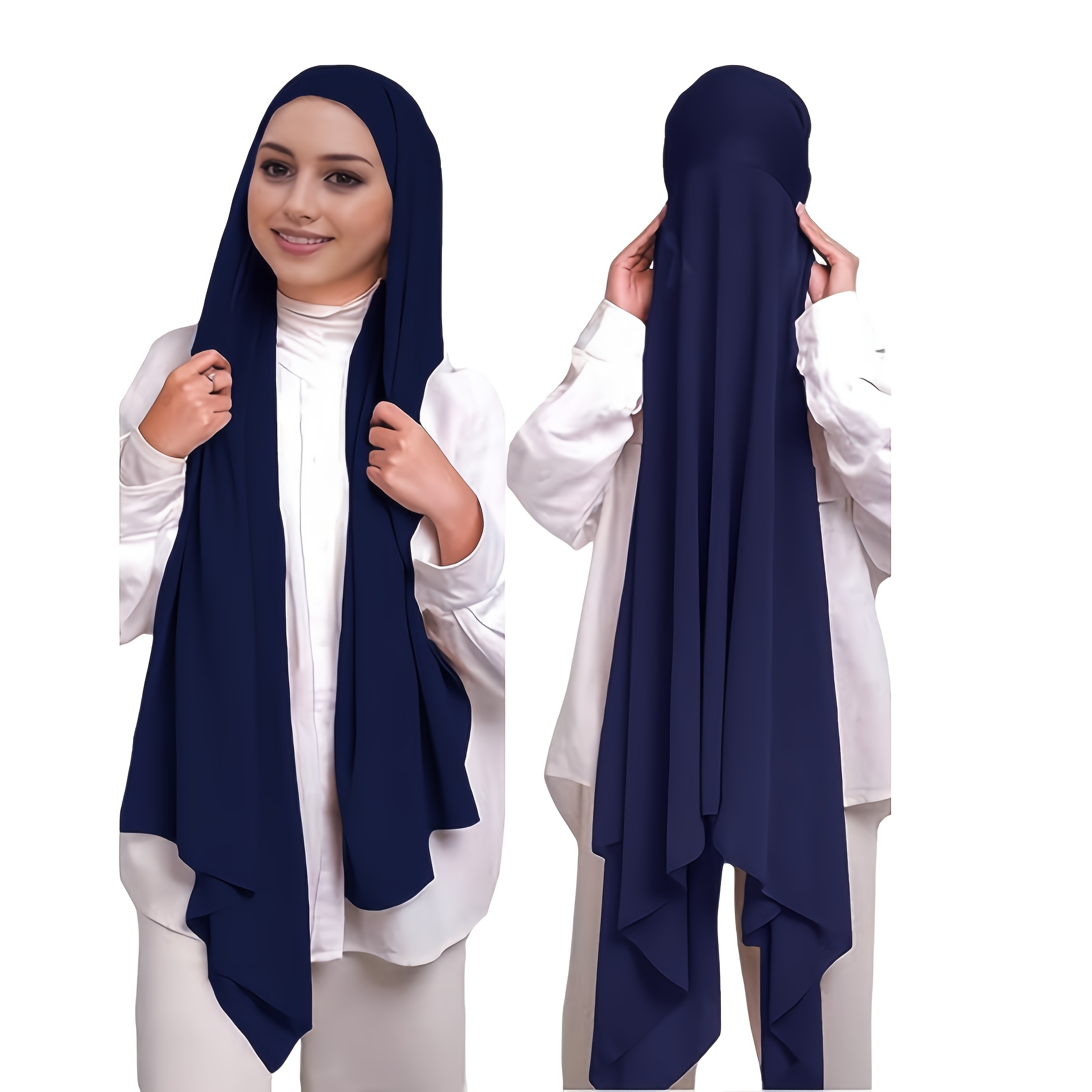 

2pcs/set=(1pc Inner Cap +1pc ) Instant With Modal Inner Tube Caps Women' Color Hooded Chiffon Headscarf Ramadan