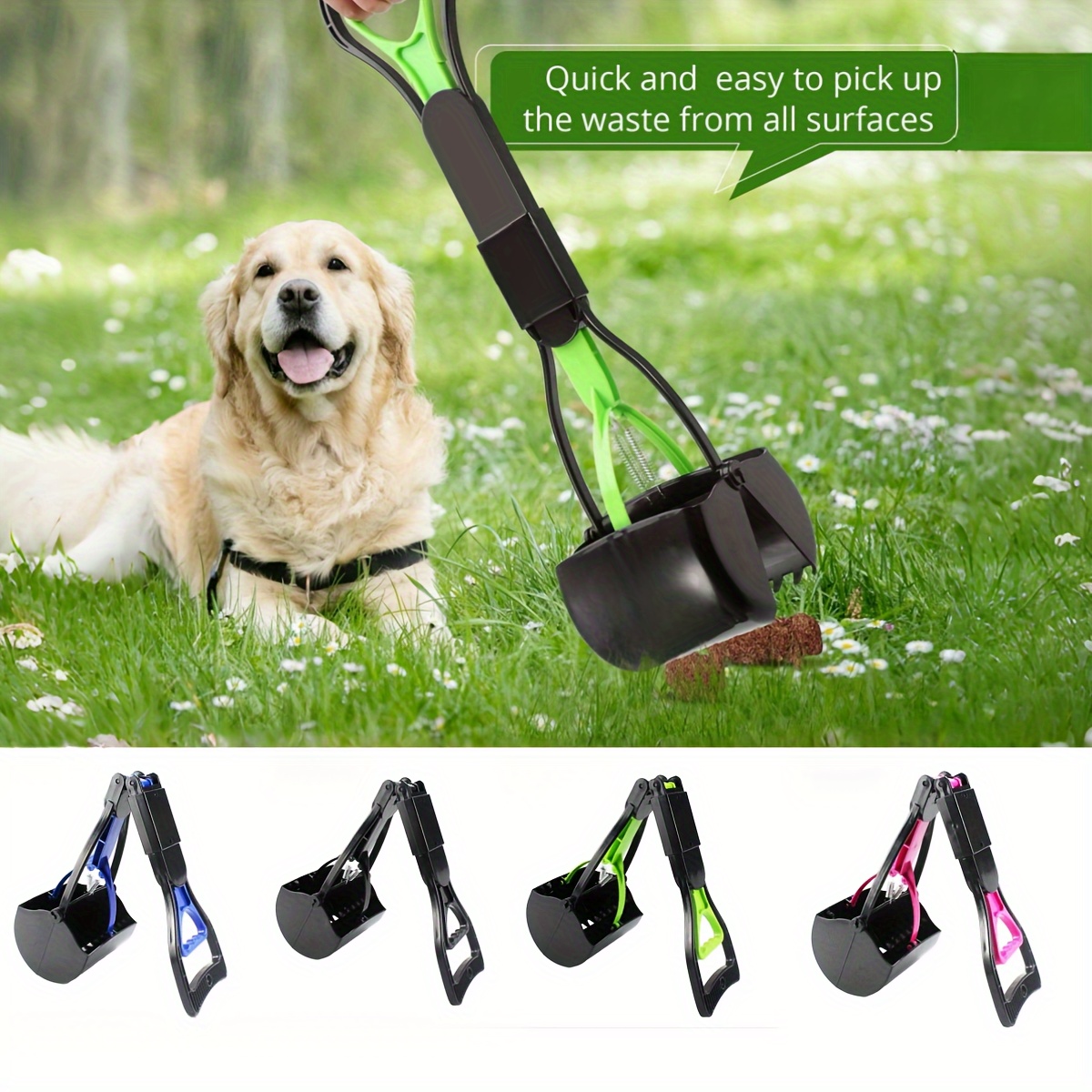 

Unbreakable Pet Poop Scooper, Long Handle, Foldable, , High Strength Material And Spring, Easy To Pick Up Grass And Gravel