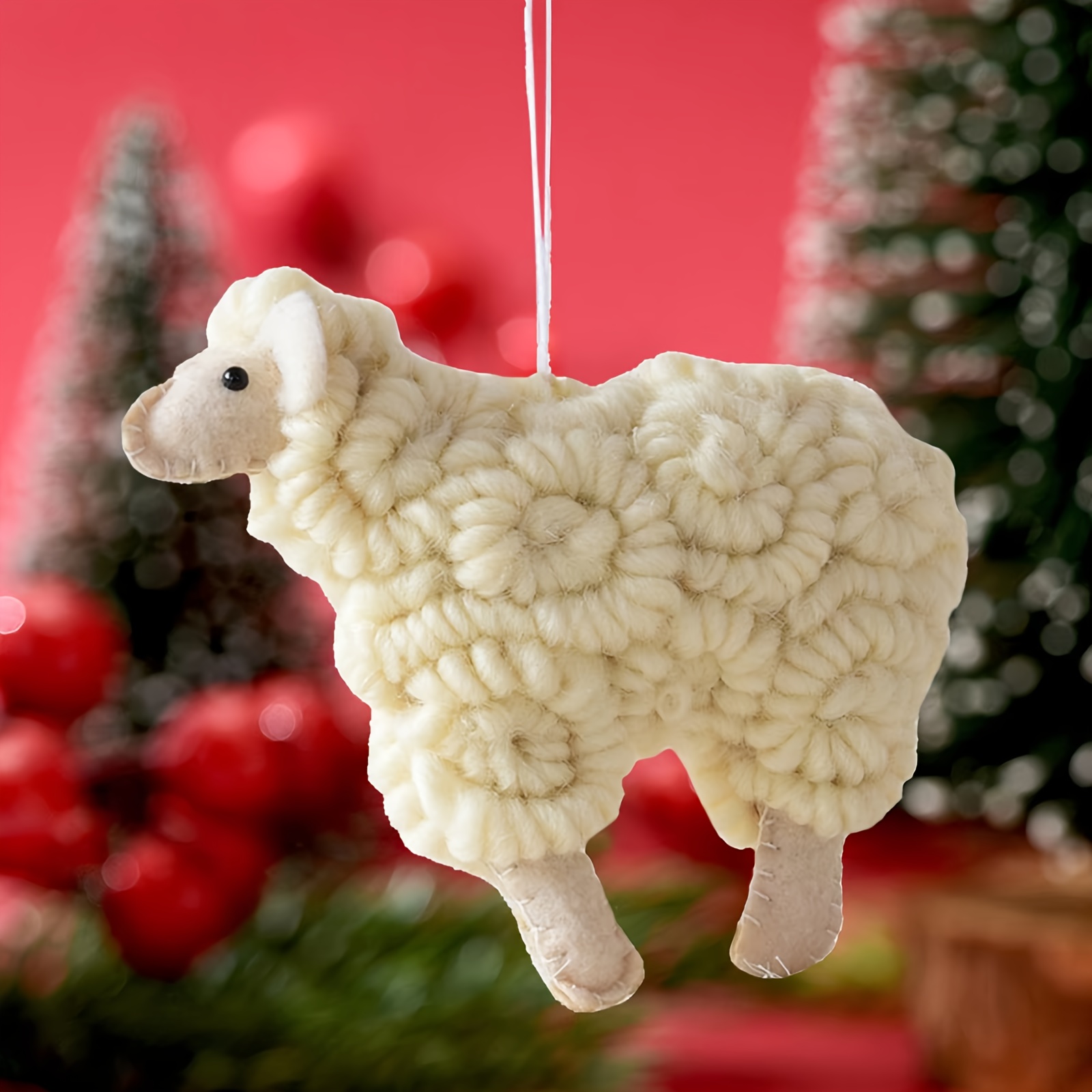 

1pc Felt Sheep Ornament - Cute Hanging Decoration For Christmas And Eid , Non-electric, Featherless, Holiday Wall Decor For Home And Fireplace