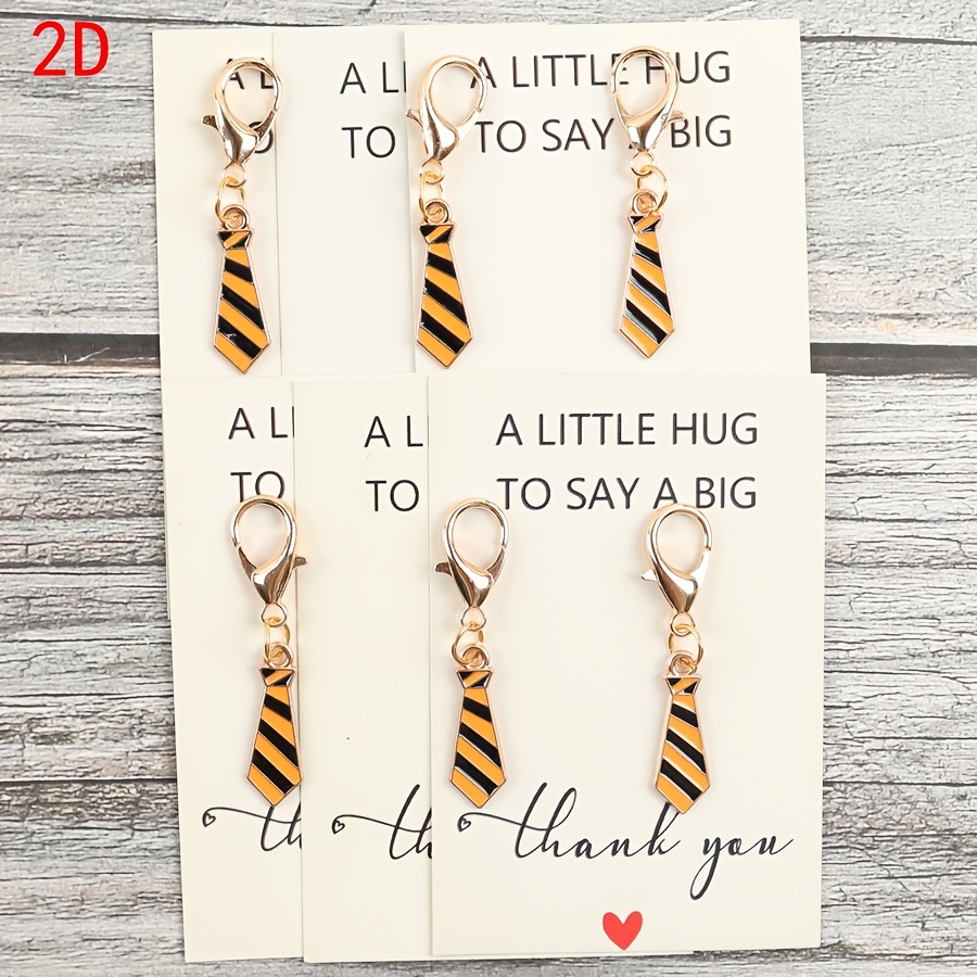 TEMU 2d 3pcs/6pcs Tie Thank You Card Keychain Set. Suitable For Additions Such As Backpacks/wallets/school Bags/car Keychains. Suitable As Gifts For