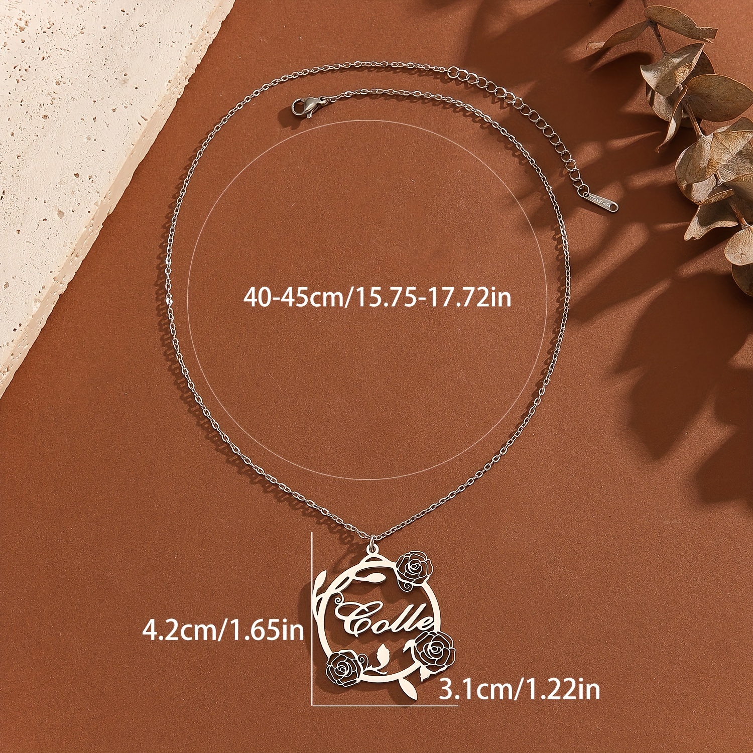 Personalized Rose Flower Stainless Steel Name Necklace