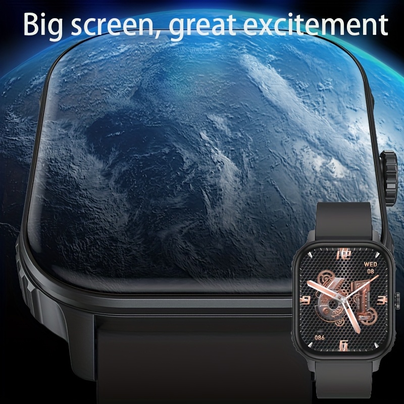 Nieuwe slimme horloge van hoge kwaliteit - Uitgerust met een 1,96-inch high-definition scherm, ondersteunt AI-stem en draadloos bellen, geschikt voor buiten GPS-bewegingstrajectopvraging, compatibel met Android-systeem/geschikt voor iPhone en Android-apparaten. USB-opladen/siliconen band/1000mAh