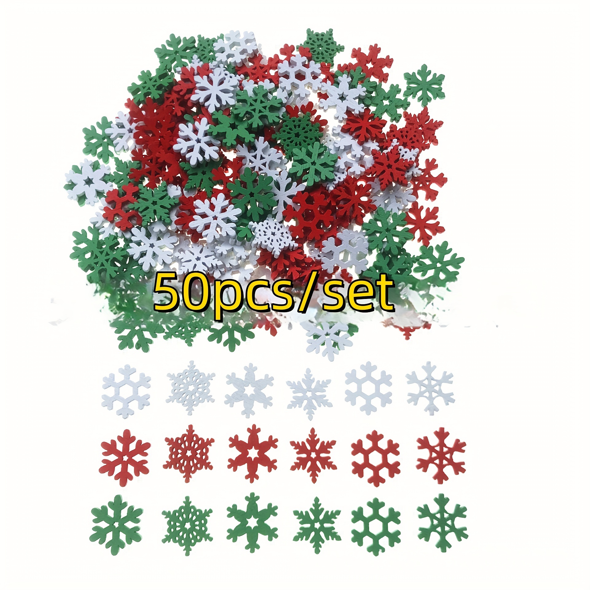 

50pcs Wooden Set - Assorted Red , Supplies For Diy Christmas Holiday Decorations