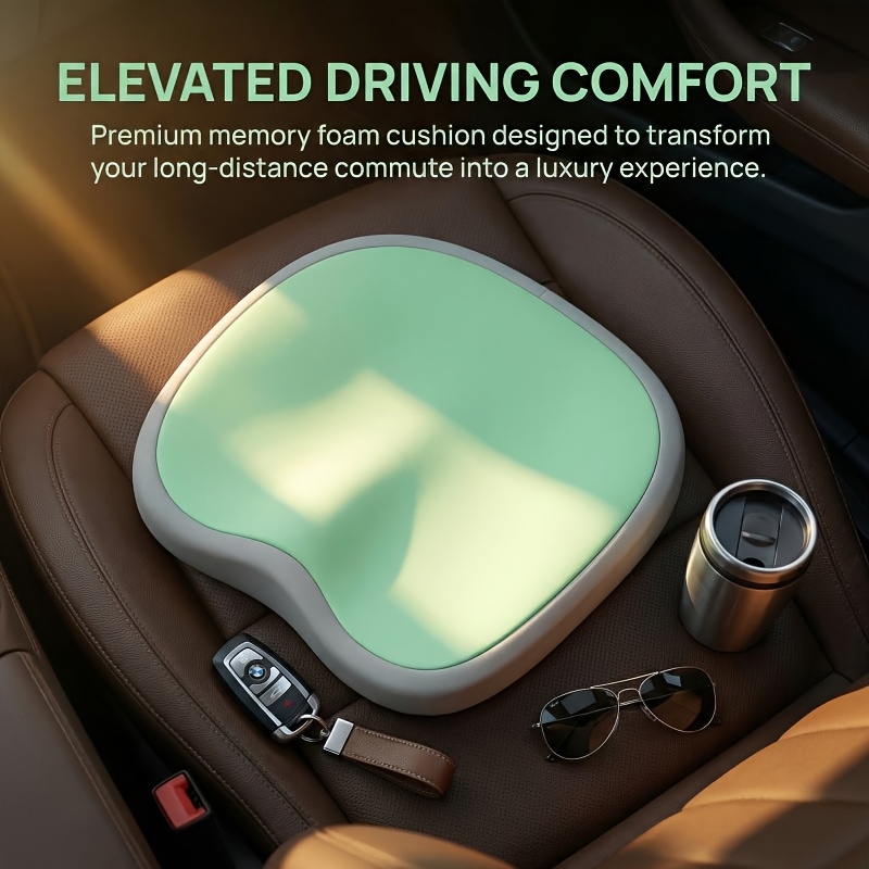 TEMU 1pc Ergonomic Memory Foam Cushion For Car Seats, Designed To Boost During For Long Commutes, Portable Seat Riser