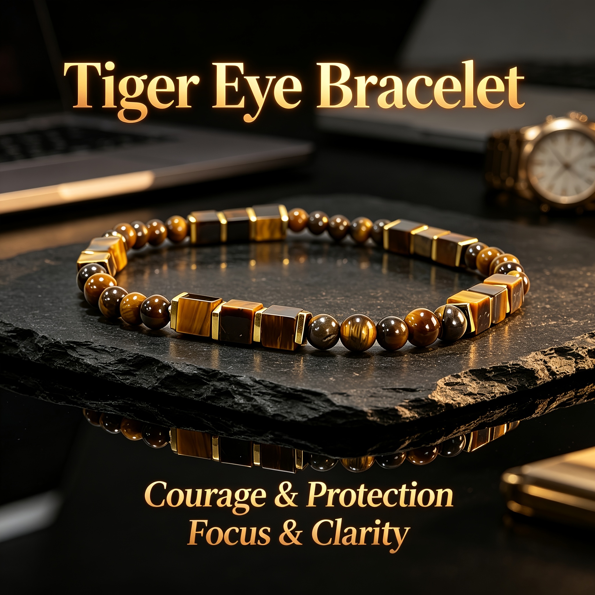 TEMU Bracciale in pietra occhio di tigre naturale, per e , retr簷 e per l'uso , regalo per famiglia e