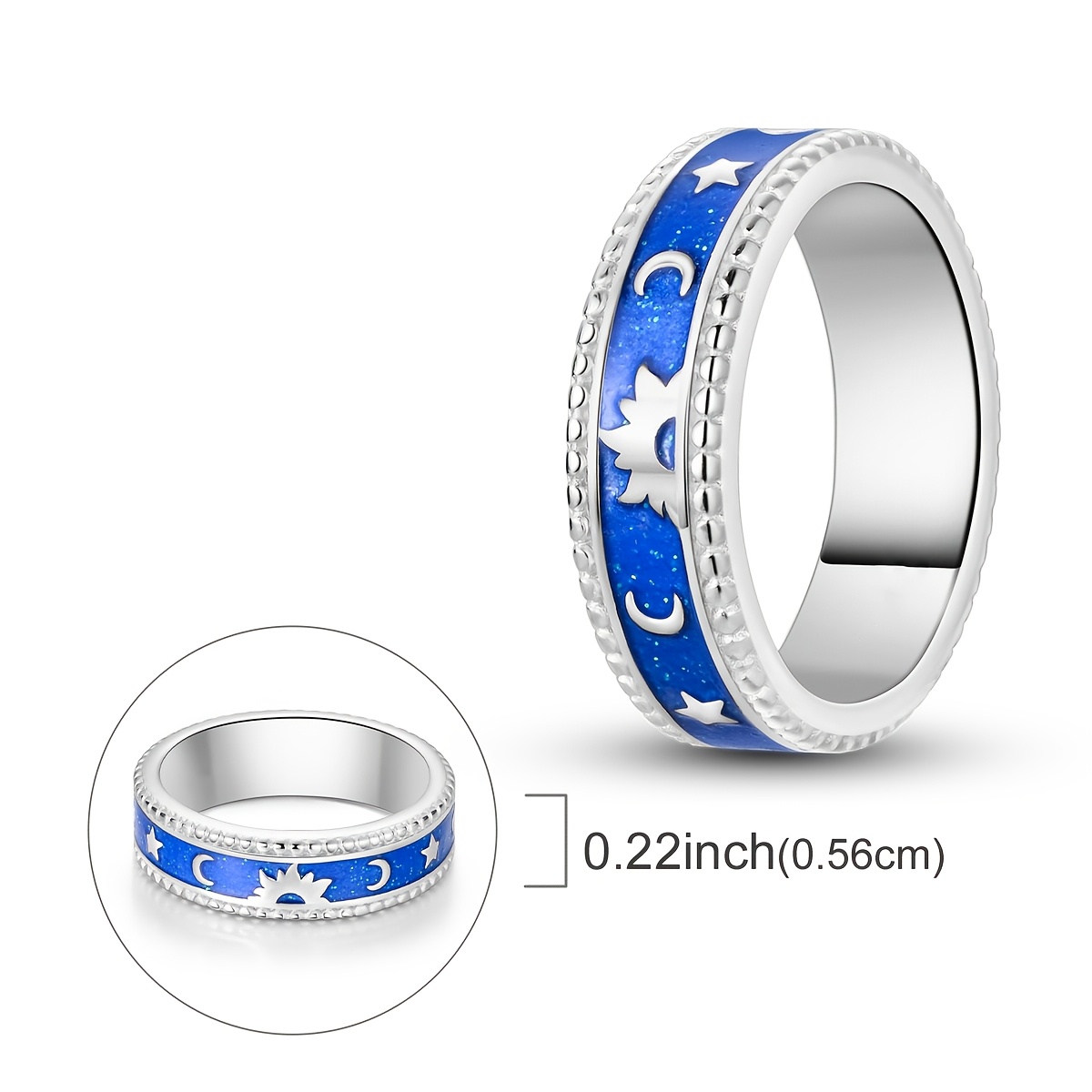 Women's Elegant Luminous Stars and Moon Ring