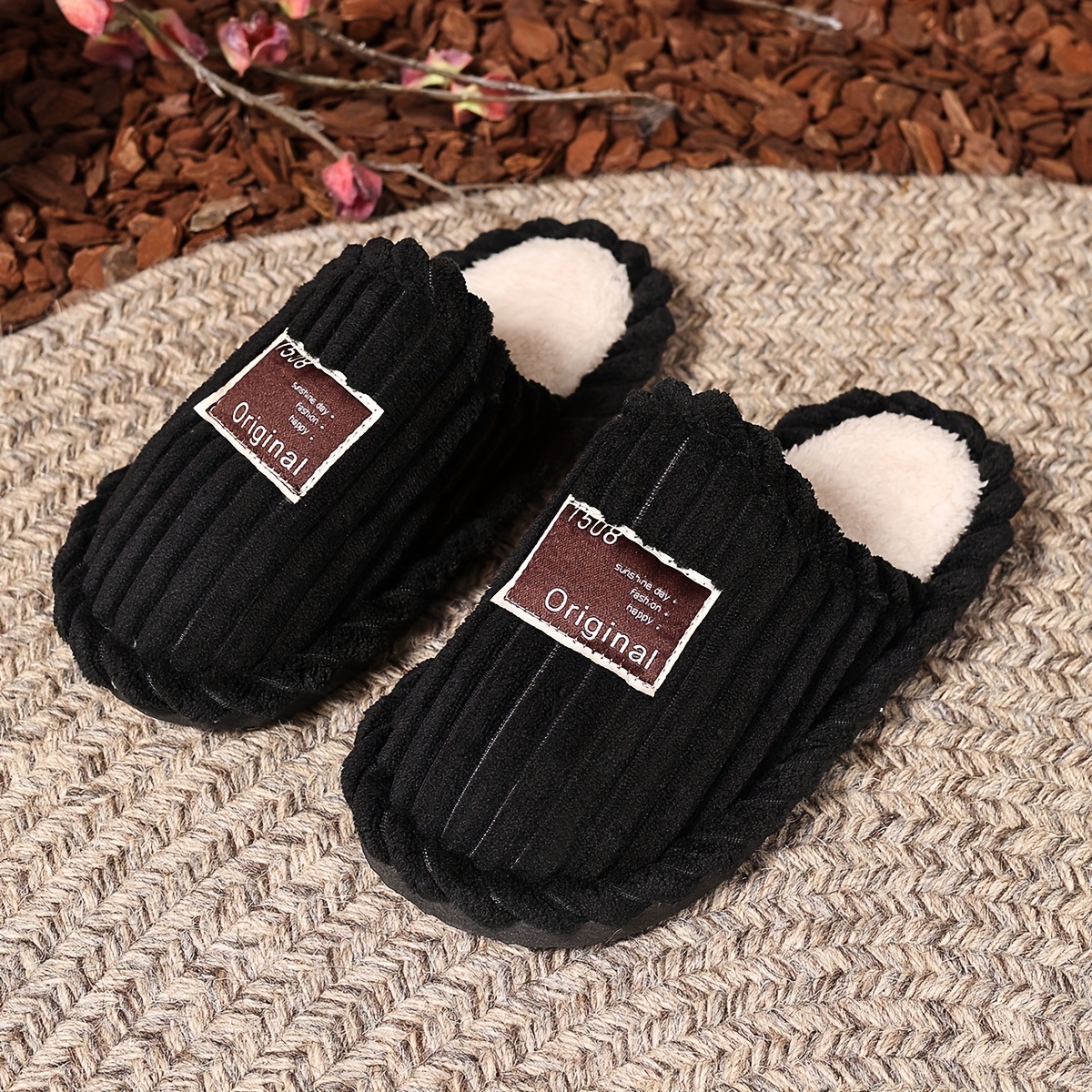 Soft Fabric Slip-On Slippers with Fluffy Lining - Warm, All-Season Home Slippers for Couples, Perfect Holiday Gift, Hand Washable, Non-Dry Cleanable, EVA Sole, Allseason Slippers|Soft Fabric Slippers|Eva Sole Slippers