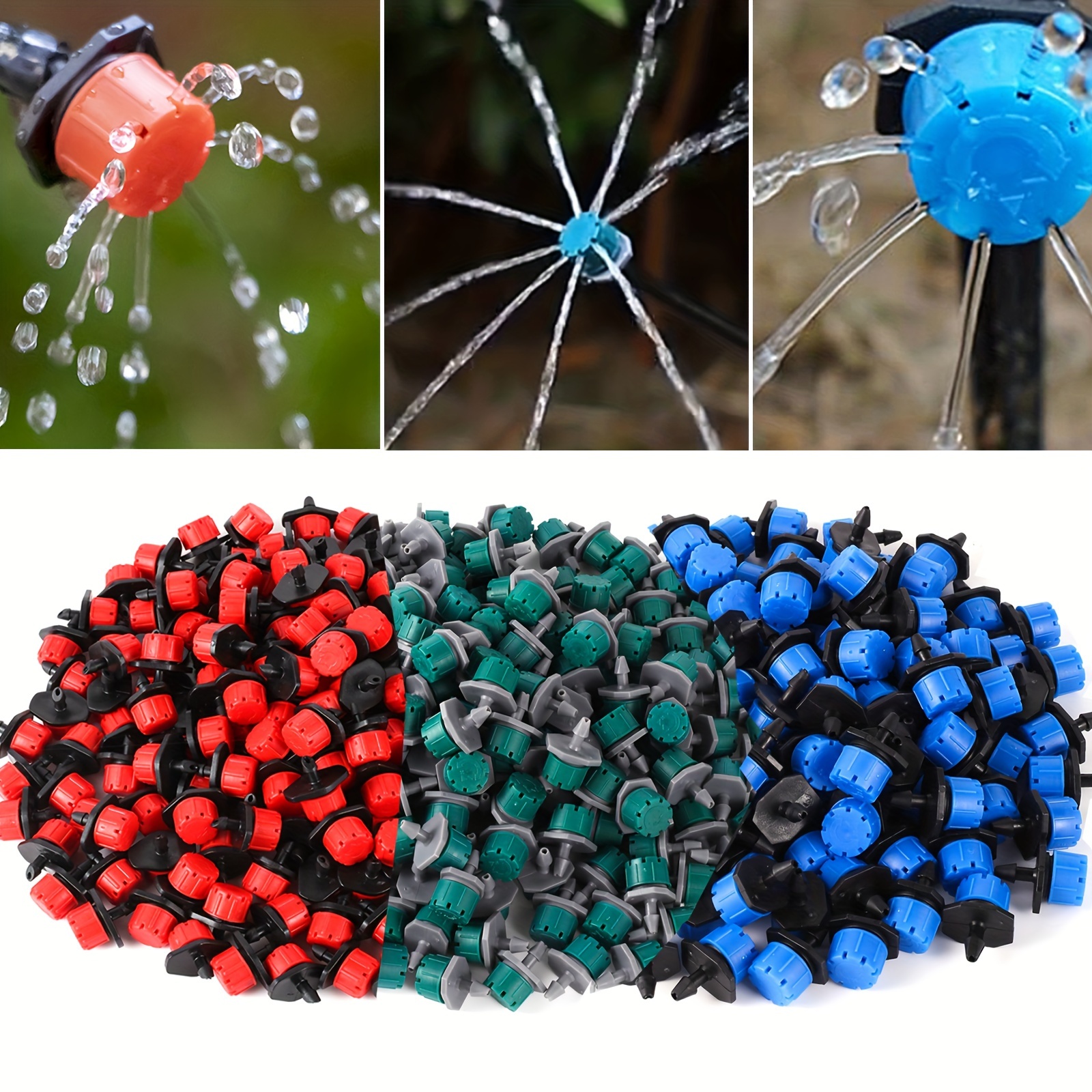 

200pcs Adjustable 8-hole Flow Dripper, 3-color Lawn Drip Irrigation System Waterer, Garden Greenhouse Flower And Vegetable Drip Sprayer, Farm Potted Plant Watering Tool