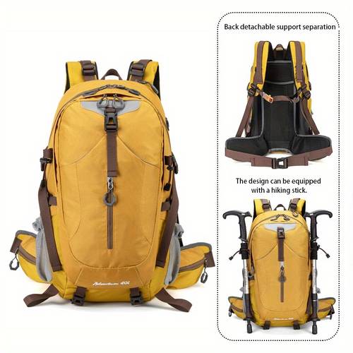 mochila multiusos de gran capacidad para bastones de montañismo, adecuada para senderismo, montañismo y todoterreno - soporte trasero extraíble, diseño transpirable con correa de pecho ajustable, silbato y forro de poliéster