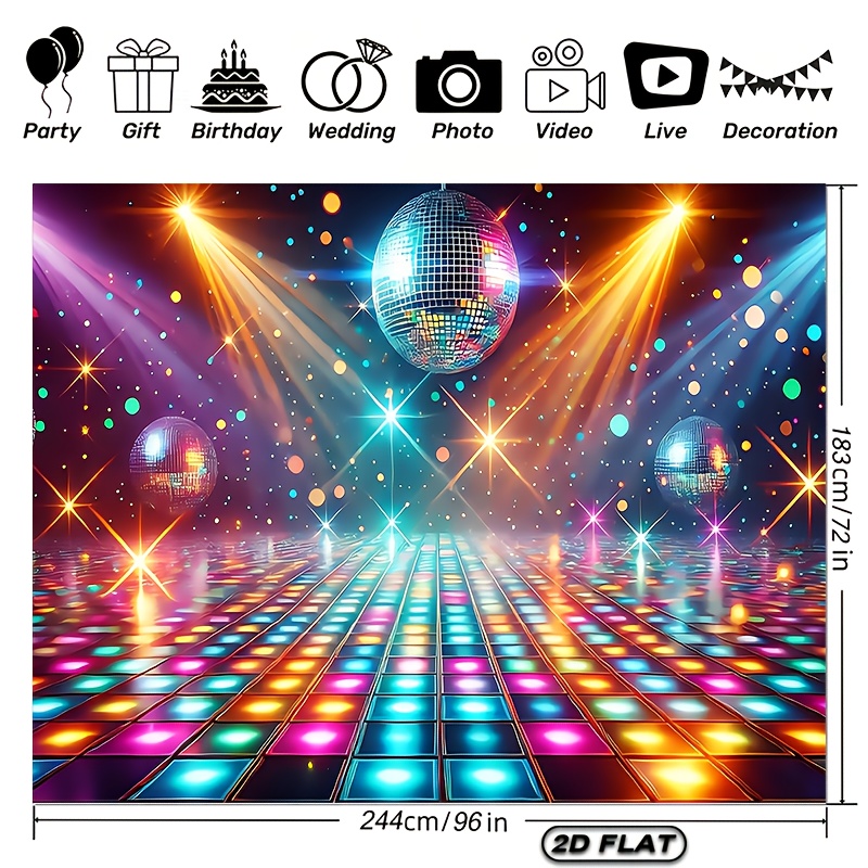 2d Flat, 2d Flat - 2d Flat, 2d Flat - 2d Flat, 1 Backdrop Banner, Disco Dance Floor Polyester Background Fabric For Party Decor, Photography Background Banner Suitable For Indoor/outdoor Use
