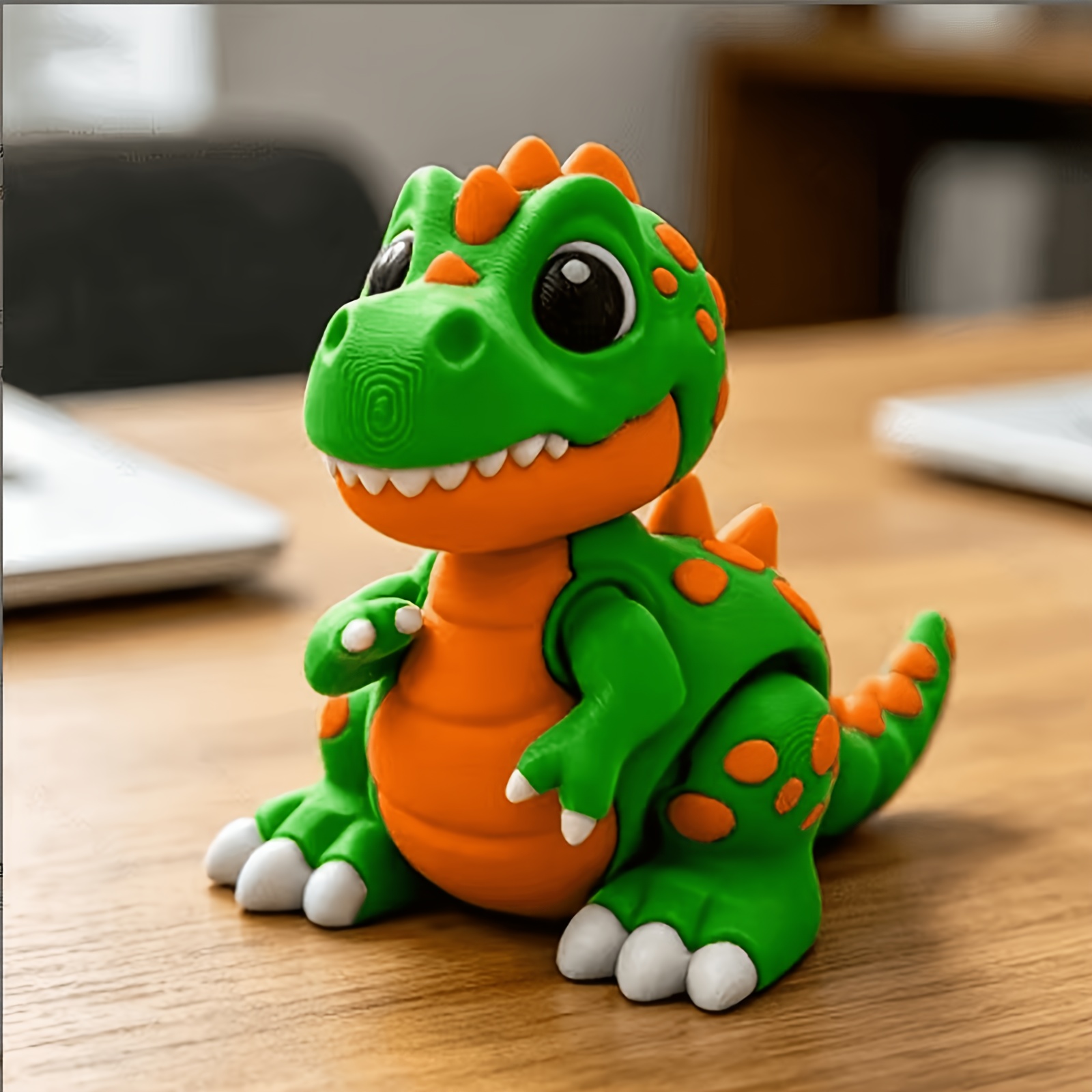 TEMU 3d Printed Multi-joint Movable Cute Dinosaur Figurine, Realistic Cartoon Stress Toy, Desktop Gift