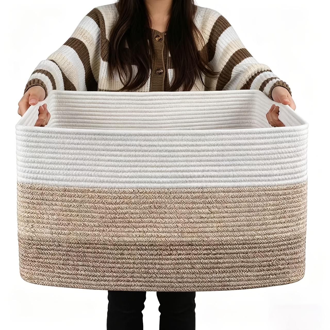 TEMU Blanket Storage Basket - Round/rectangular Storage Basket (90l/75l Capacity). As A Laundry Hamper; Ideal For Storing Decorative Blankets, Dirty