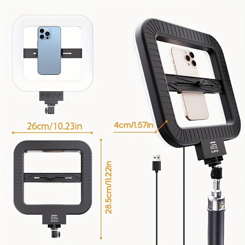 [Adjustable] LED studio fill light, mobile phone fill light, can be used handheld or installed on a base (excluding the base), with 3 adjustable color temperatures, USB power supply, suitable for selfies, makeup, video recording, and live streaming