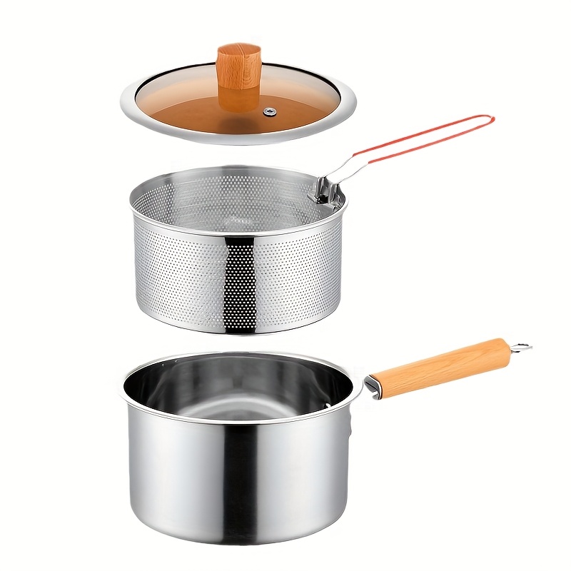 E-shop Mehrzweck-Kochgeschirr-Topfset mit Frittierkorb Glasdeckel – Antihaft-Bratpfanne, Friteuse, Nudelkocher, Milchtopf, Edelstahl-Bratpfanne,