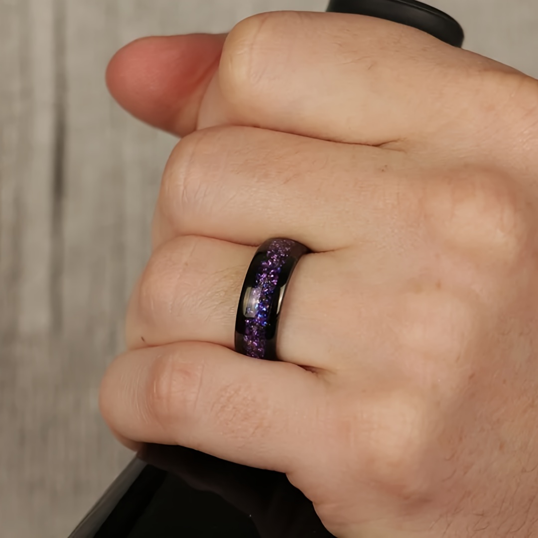 Lab Artificial Alexandrite Ring Wedding Band, Men's