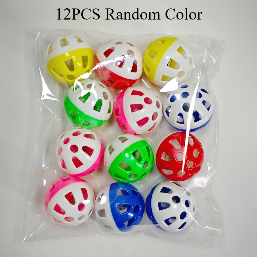 TEMU 12pcs Cat Toy Ball , Pet Toy Cat Cat Toy Cat For Cats Kitten, Plastic Cat Toys Rattle Ball Toys, Random Color