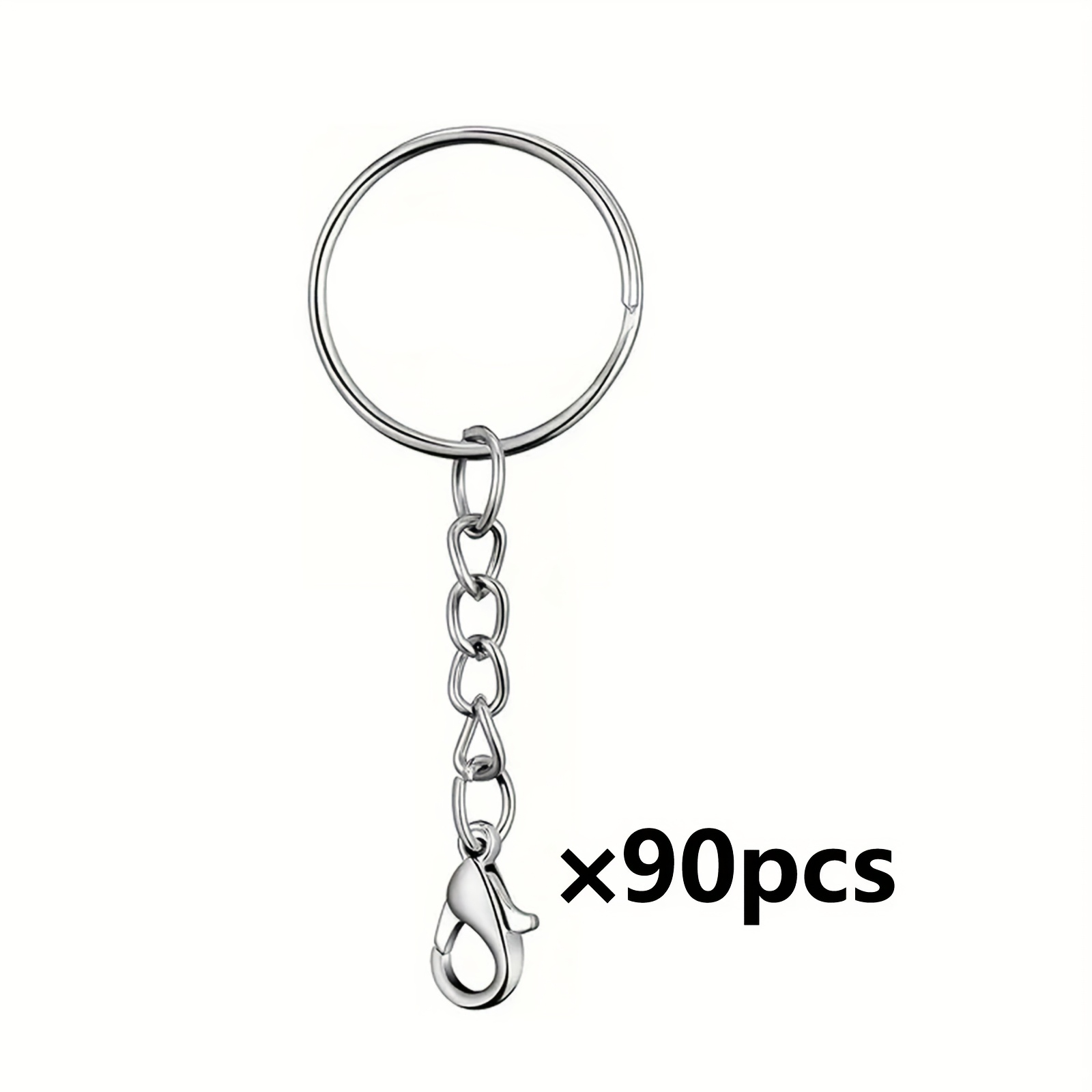 90pcs Silvery Chain Bulk, Metal Split Keyring Chain With Small Lobster , Used For Gifts, Keychains, Crafts Diy Projects