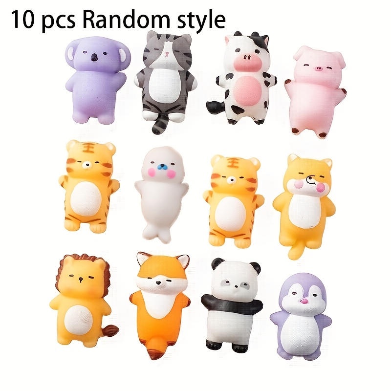 10 Random Soft Rubber Toy Mochi Soft Rubber Toy Gifts, Panda, Piglet, Elephant Toys, Suitable For Halloween And Christmas Activities For Girls And Boys