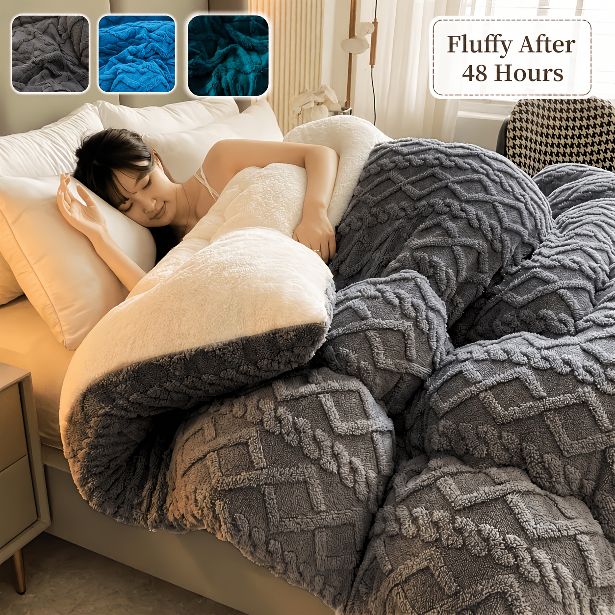 *. Warme Plüsch-Fleece Winterdecke – Luxuriöse, dicke gesteppte Decke mit weichem geometrischem Muster, ultrakomfortabel und farbecht, maschinenwaschbares Bettzeug für Schlafzimmer, Gästezimmer,