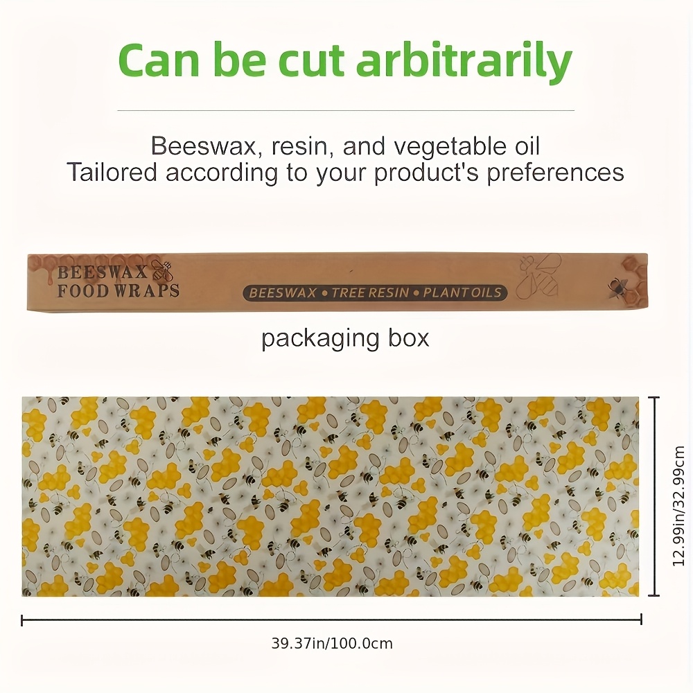 TEMU Cuttable Reusable Beeswax Wrapping Roll 100 X 30cm, Beeswax Food Wraps For Vegetables, Cheese, Sandwich & Bowl Cover