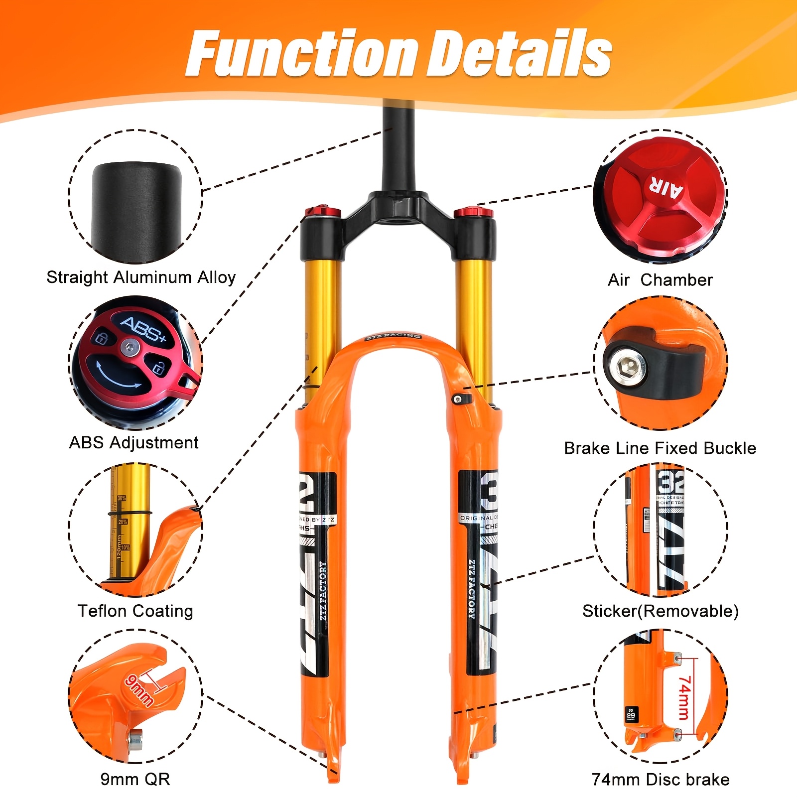 ztz 26 27 5 29 inch mtb air shock front fork 120mm 1 - Temu United