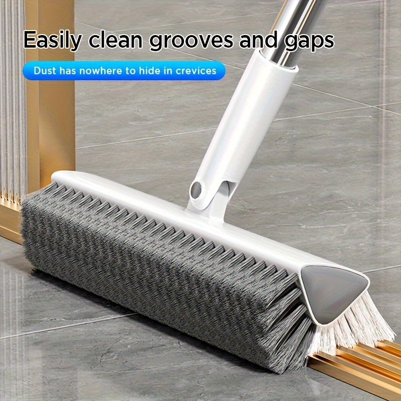   52 4 heavy duty double sided floor scrub brush with v shaped   head stiff bristles for deep cleaning corners   patio bathroom kitchen tile   ergonomic handle for   6