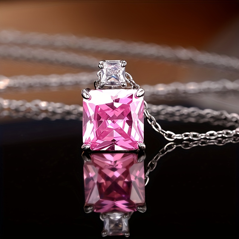 Image of Elegant Exquisite Inlaid Synthetic Zirconia Pendant Necklace For Women's Engagement Wedding Wear Fashion Jewelry Additions