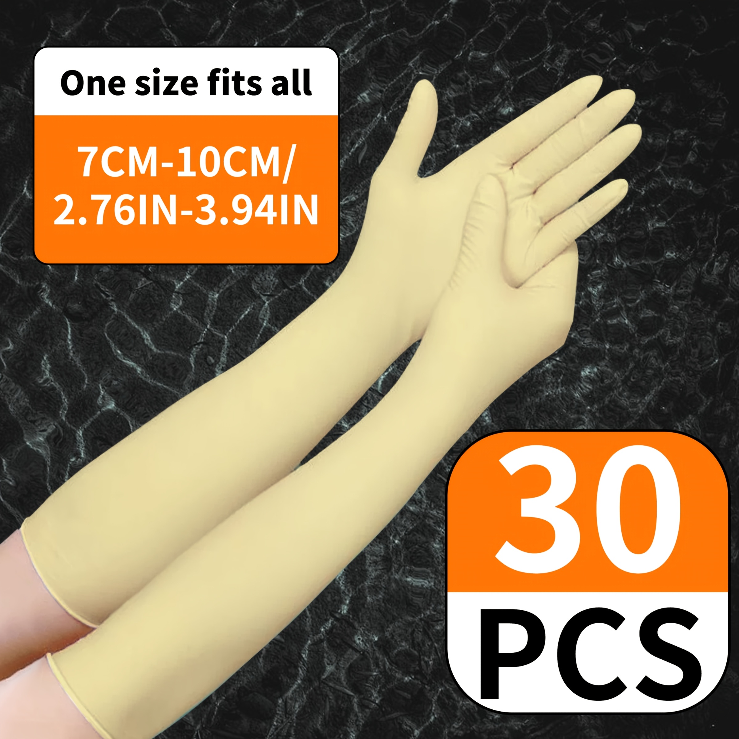 Image of 4/10/20/30pcs Packaging, Fits All, 16 Inches Long, Thick, Extra Long Disposable Latex Gloves, Anti-slip, High Elasticity, Suitable For Home Cleaning, Kitchen Dishwashing, Toilet Cleaning