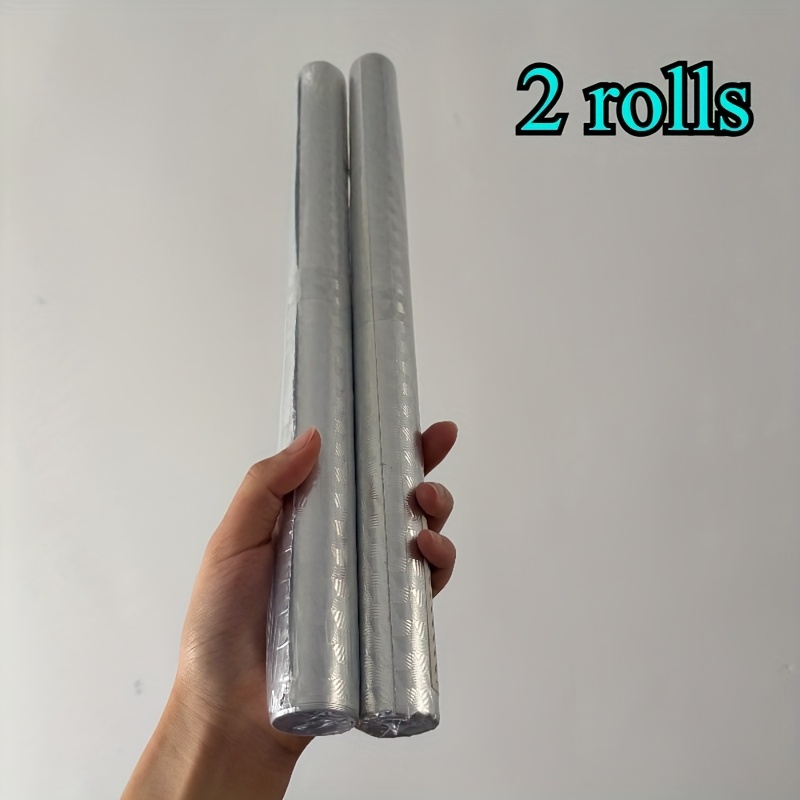 Image of 2 Rolls Of High-quality Aluminum Foil Protective Film For Kitchen Walls, Fire-resistant And Heat-resistant, Ideal For Cabinets And Countertops