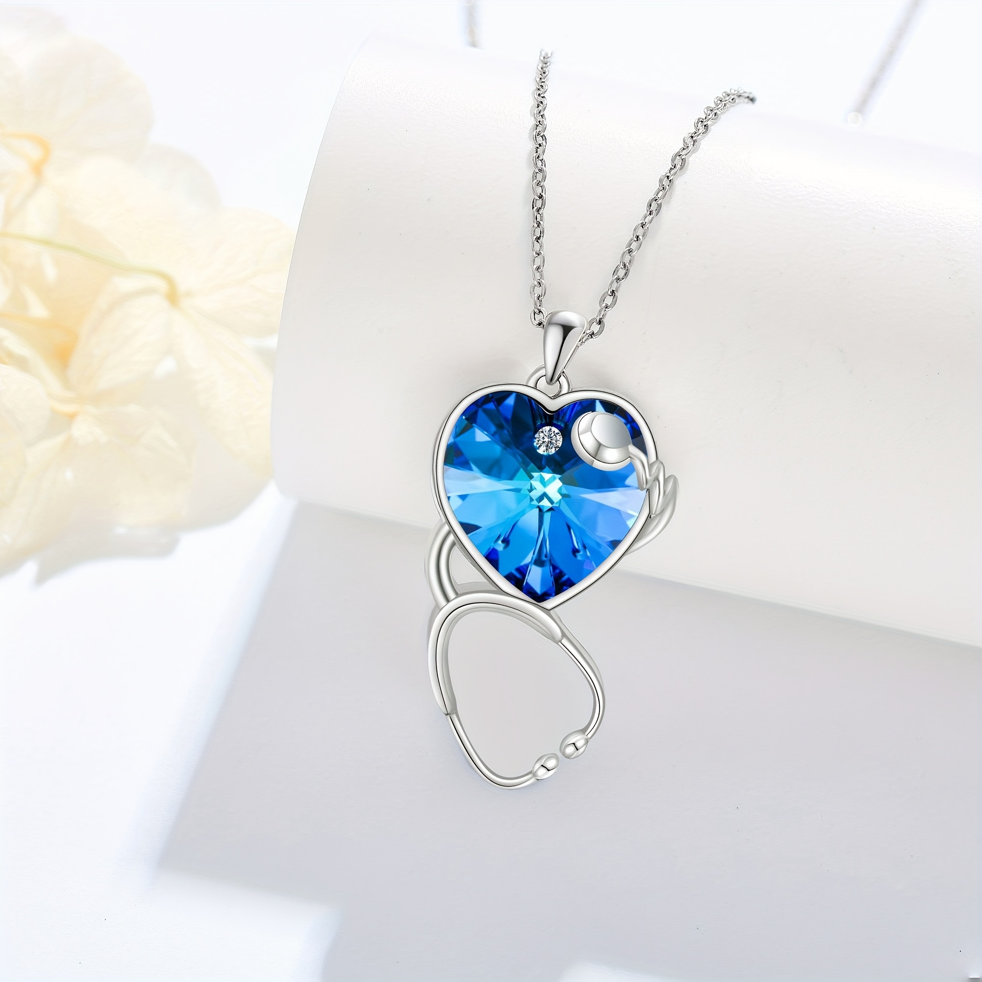 Stethoscope Necklace in 925 Sterling Silver for Nurses