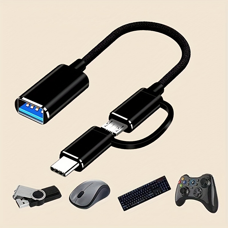 

2-in-1 Usb Otg Adapter Cable - Versatile Converter For Multiple Devices - Durable And Flexible Design For Easy Travel And Use