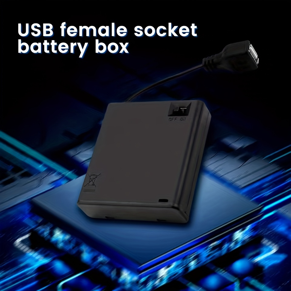 2 5pcs black 3aa battery holder with cover featuring an on off switch and usb female socket designed for aa batteries Product details 0