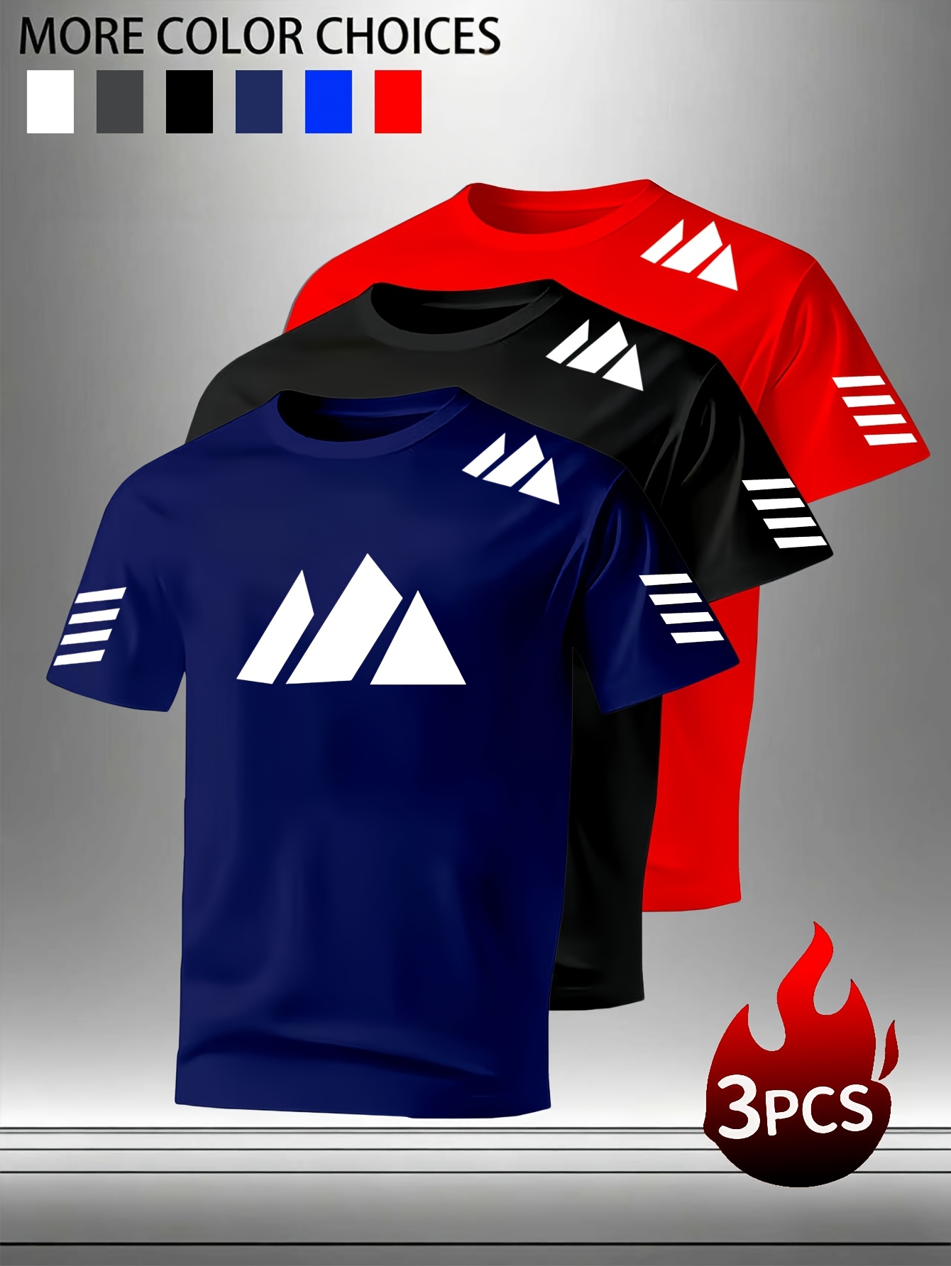 ensemble de t-shirts à manches courtes pour hommes 3 , ensemble de t-shirts dété pour hommes, ensemble à manches courtes respirant à séchage rapide 3 , convient pour le fitness et  , vêtements de fitness, tissu respirant, vêtements décontractés, construction durable 0
