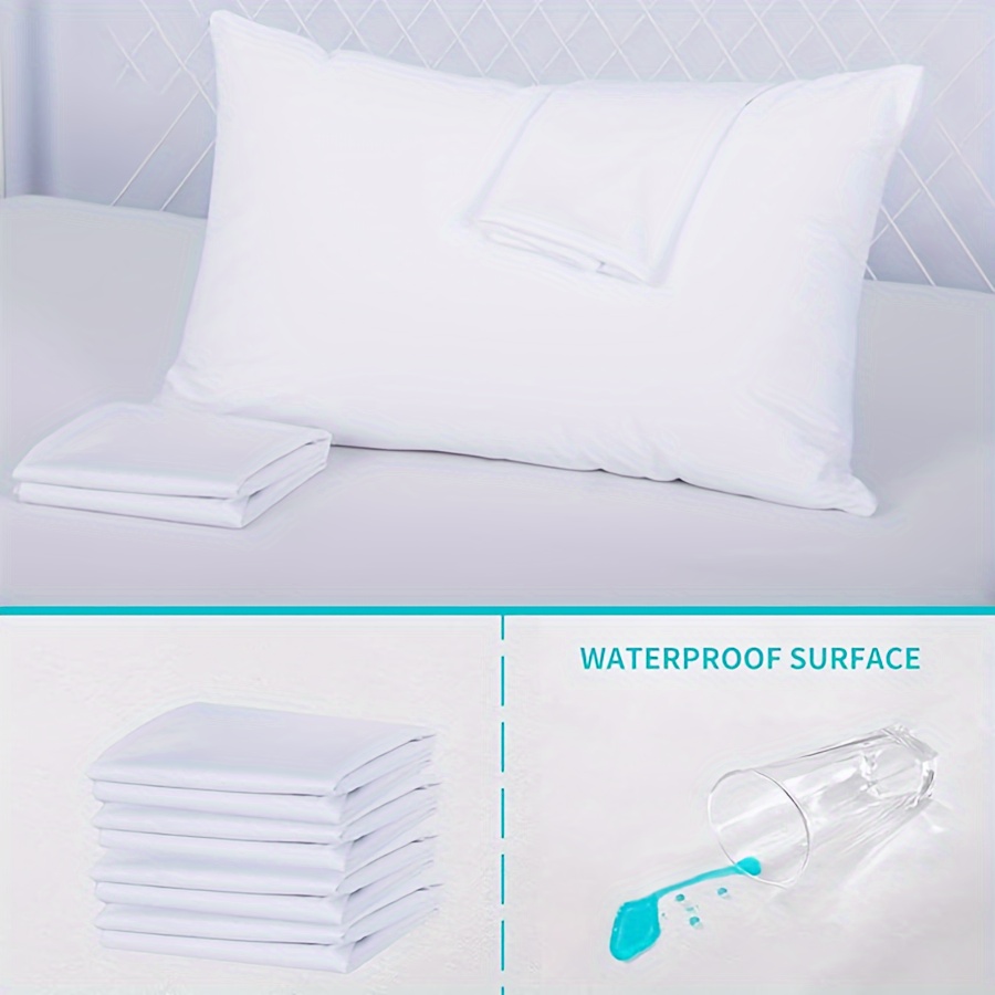 water resistant zippered pillow protectors   polyester machine washable active printing woven fabric 110g thick protective pillow covers for home dorm multiple sizes   details 3