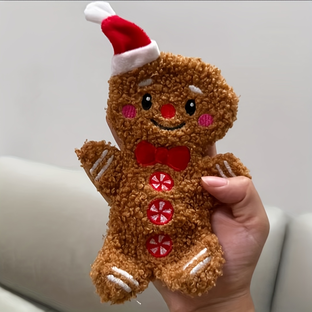 TEMU 1pc Jouet pour Chien à Bruit Croustillant - Os à Mâcher en Plastique Gingerbread pour Homme avec Glaçage Réaliste et Décoration de Paillettes,