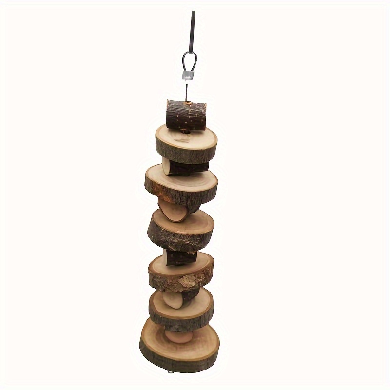 

1pc Pet Parrot Hamster Applewood Hanging Strings, Teeth Grinding Chew Molar Toy Cage Wood Color