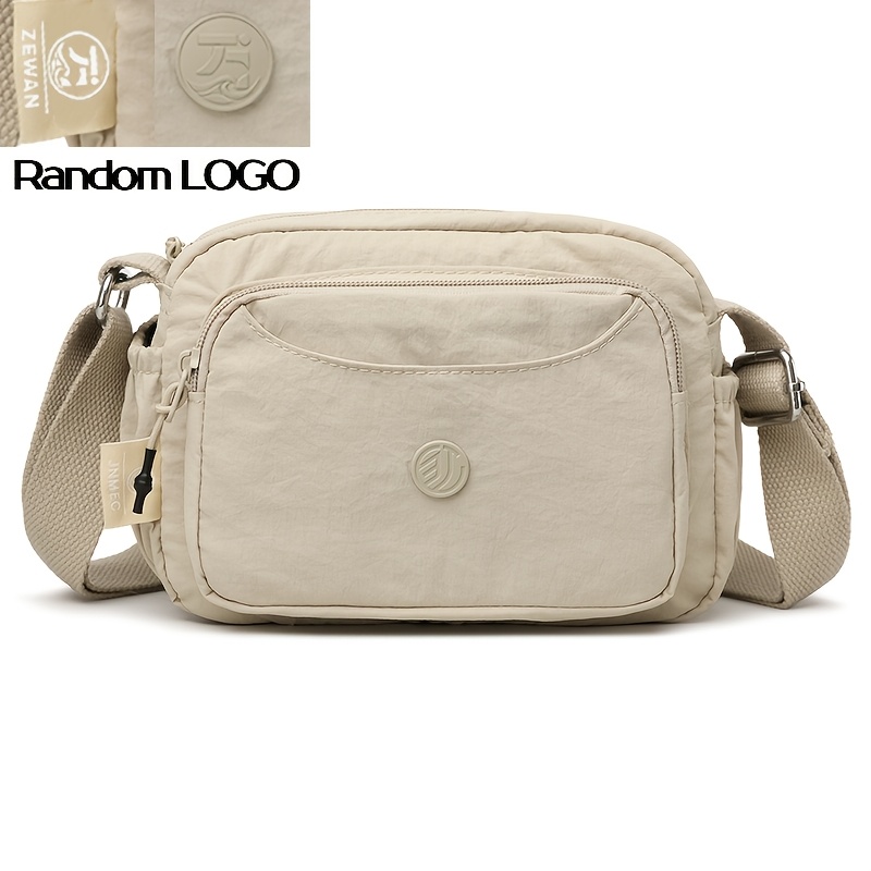 TEMU Bolso bandolera de nailon minimalista para mujer, el estilo no límites, bolso de con correa ajustable, bolso cuadrado con cremallera y múltiples