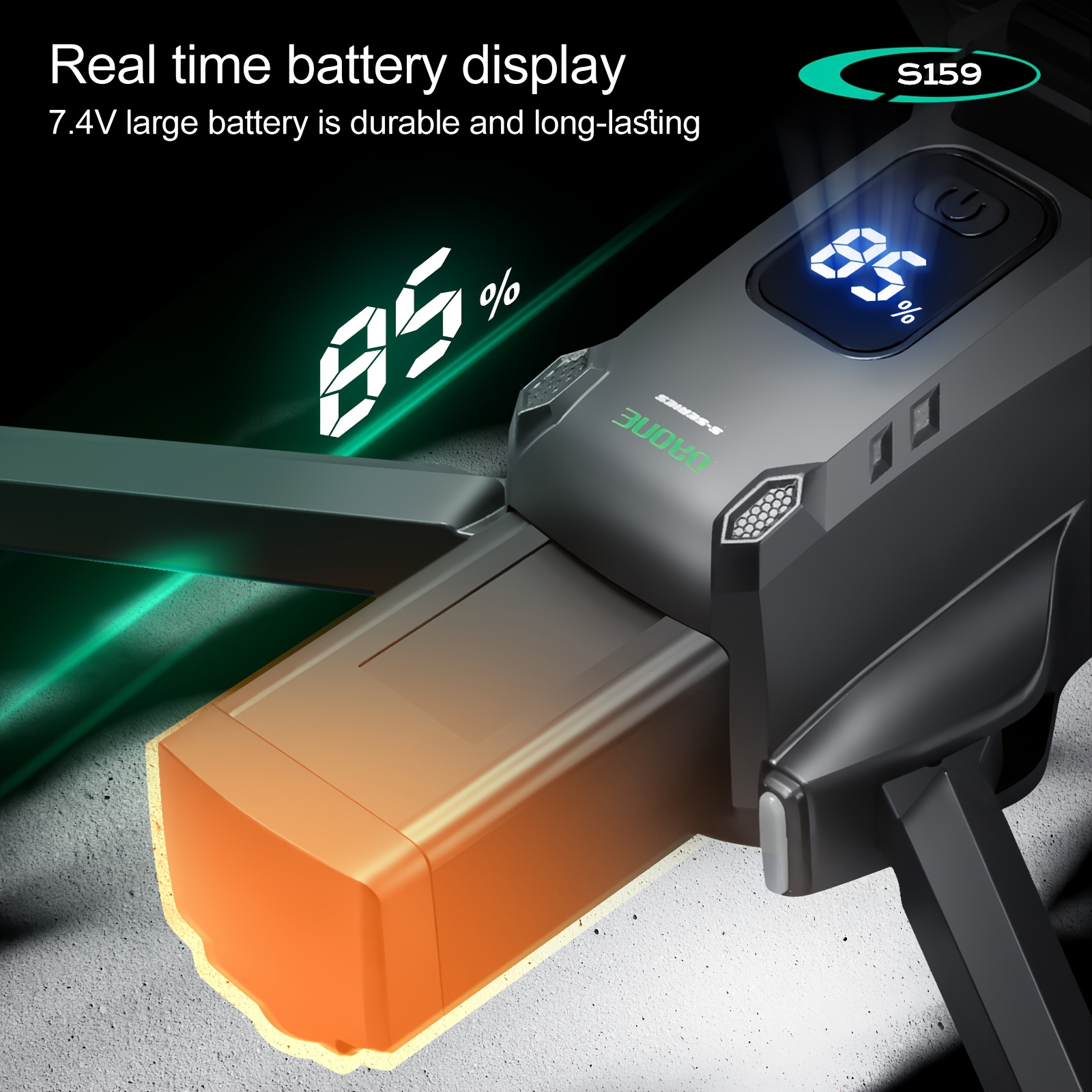 Drone S159 Smart GPS z Podwójnymi Kamerami HD, Optyczny Przepływ, Inteligentne Unikanie Przeszkód, Powrót/Obrot do Punktu Startu Jednym Przyciskiem, Fotografia Lotnicza, Transmisja WIFI w Czasie Rzeczywistym, Tryb Bezorientacyjny, Składany i Przenośny, Dron z Ekranem,Wysokiej Jakości Dron,Dron z pilotem zdalnego sterowania i ekranem,Dron Długodystansowy,Mini Dron,Mini Dron, Latanie Dronem,Kompaktowy Dron,Lekki Dron,Stabilny Lot,Trwała Konstrukcja,Hobbyści Fotografii,