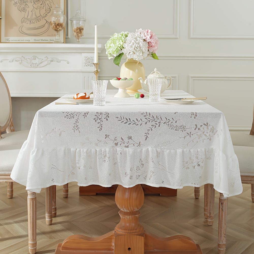 Tovaglia 2 Pezzi Ricamata Floreale | 40x85 Cm | Lavabile | Raso E Pizzo Vintage | Per Matrimoni E Feste