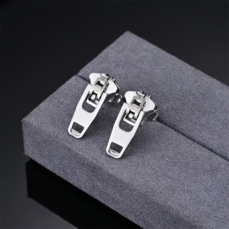 TEMU 2pcs Of Zipper Earrings Are Made Of Stainless Steel, With A Easy And That Will Not Fade. Elegant And Minimalist Additions Are Suitable For