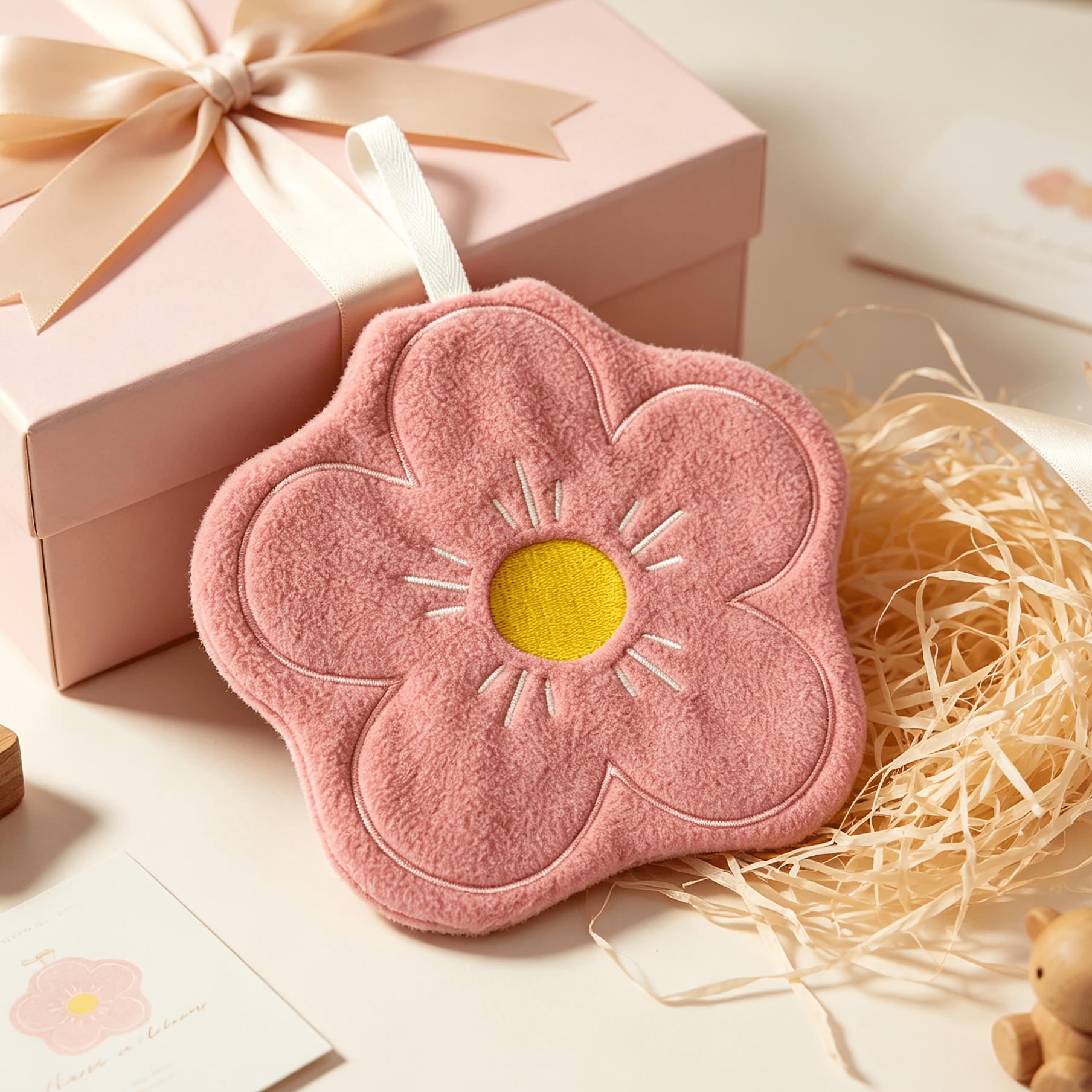 TEMU Pink Flower Hanging Hand Towels, Super Absorbent Quick Dry Thickened Microfiber Dish Towels, Wall Mount Hand Drying Cloth For Kitchen, Bathroom,