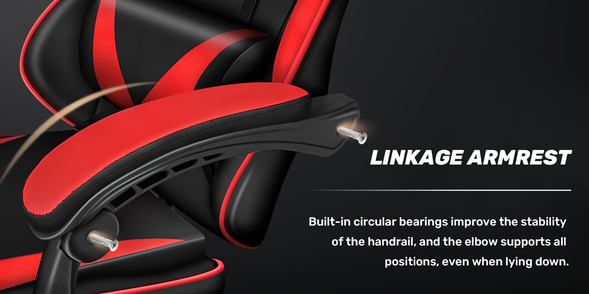 Ergonomic Gaming Chair with Footrest -Heavy-Duty Height-Adjustable Recliner, 3609Swivel & Lumbar Support, Manual ReclineMechanism, Black/Red/WhiteColor Options, Faux -like Texture, FoamPadding & Stainless Steel Frame PC/Office