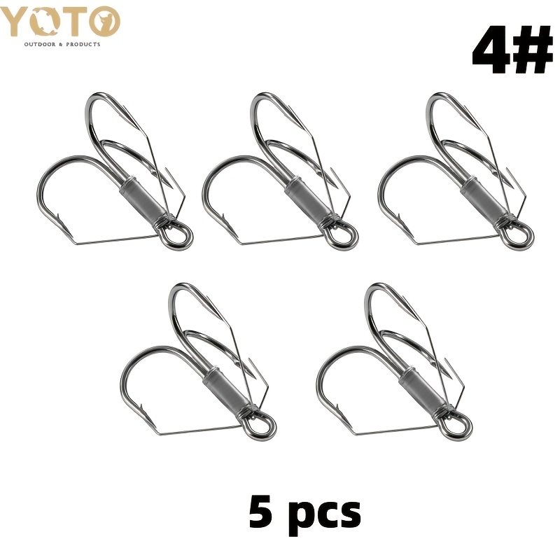 TEMU Hameçons Tressés -Herbe YOTO avec Garde-Fil, Hameçon Triple Ardent à avec Garde-Fil, 4 Tailles Disponibles, Hameçons de Pêche -Accrochage pour