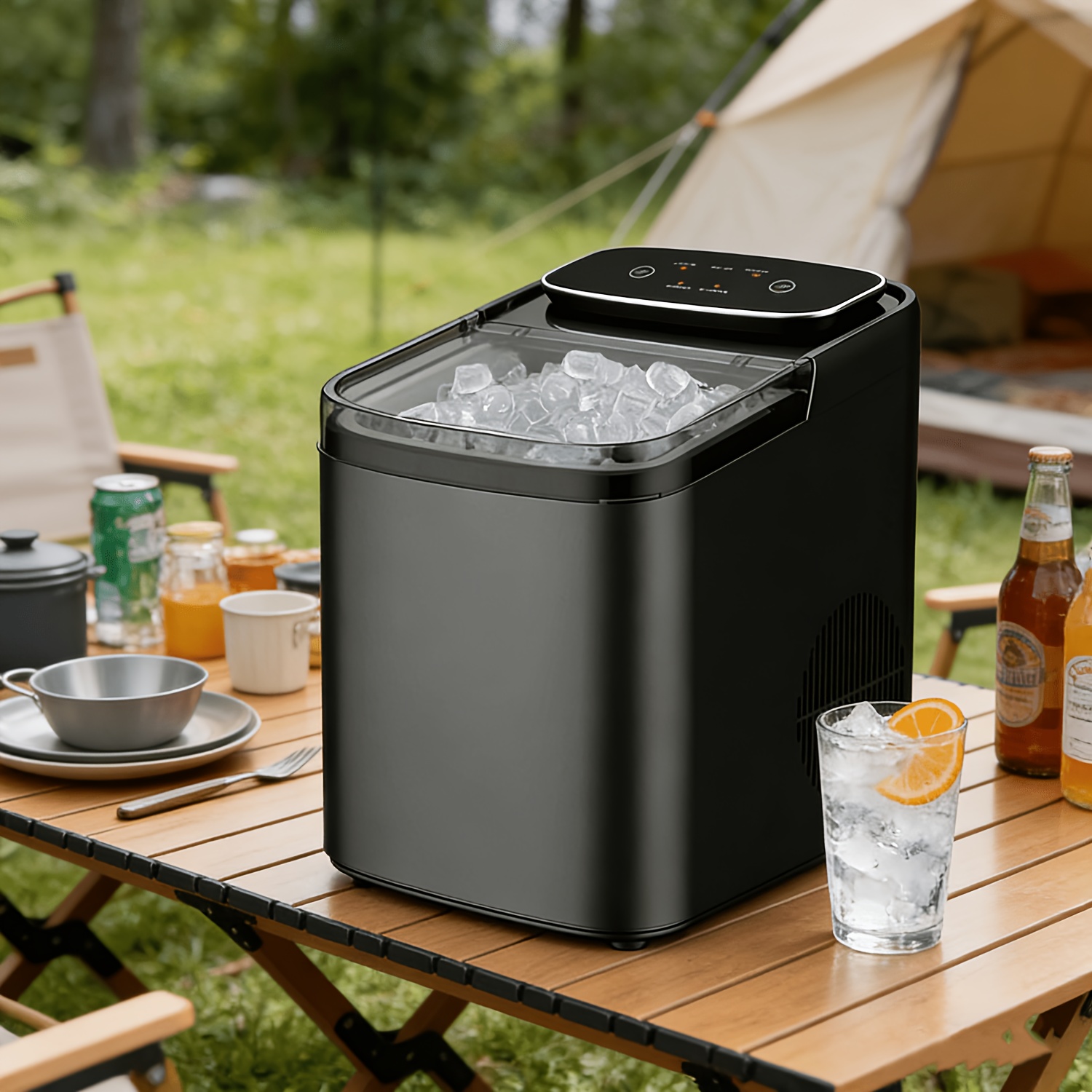 Commercial Grade Compact Ice Machine | Operation | Ice Cubes | No Plumbing Required | Perfect For Home Bar, Party & Camping