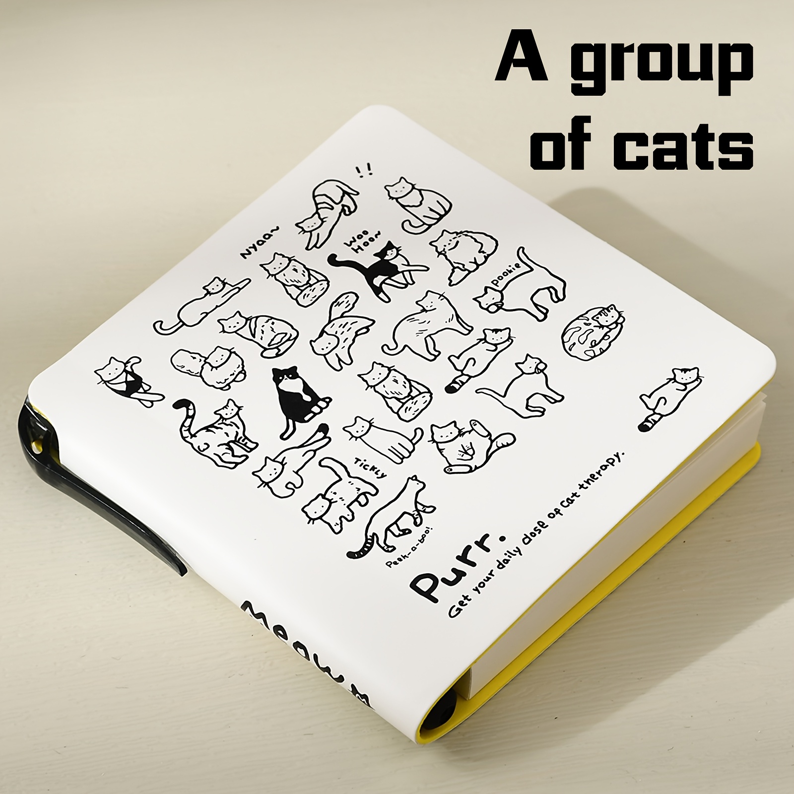 TEMU 1pc/3pcs, 224pages, Cute Cat Doodle Notebook, Portable Pocket Sketchbook With Pen, Soft Faux Leather Blank Notebook For Markers, Travel Journal,
